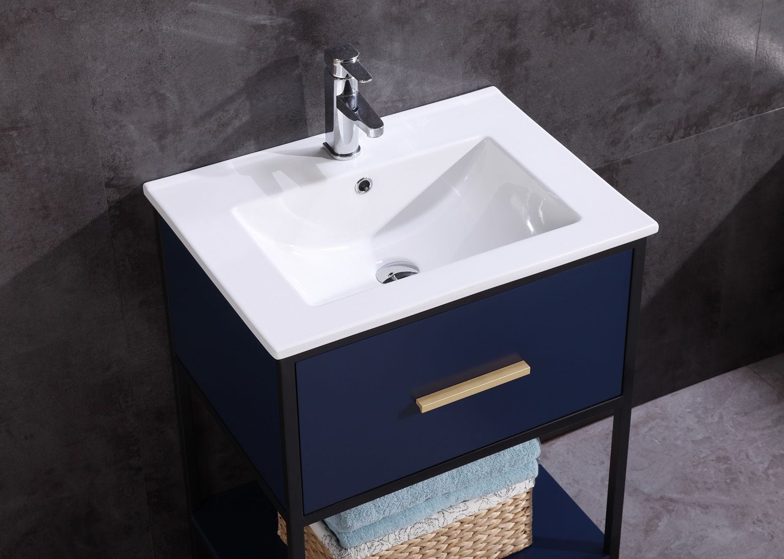 Legion Furniture WH7024-BL-PVC Legion Furniture WH7024-BL-PVC 24" Blue Finish Sink Vanity with Black Metal Frame - PVC