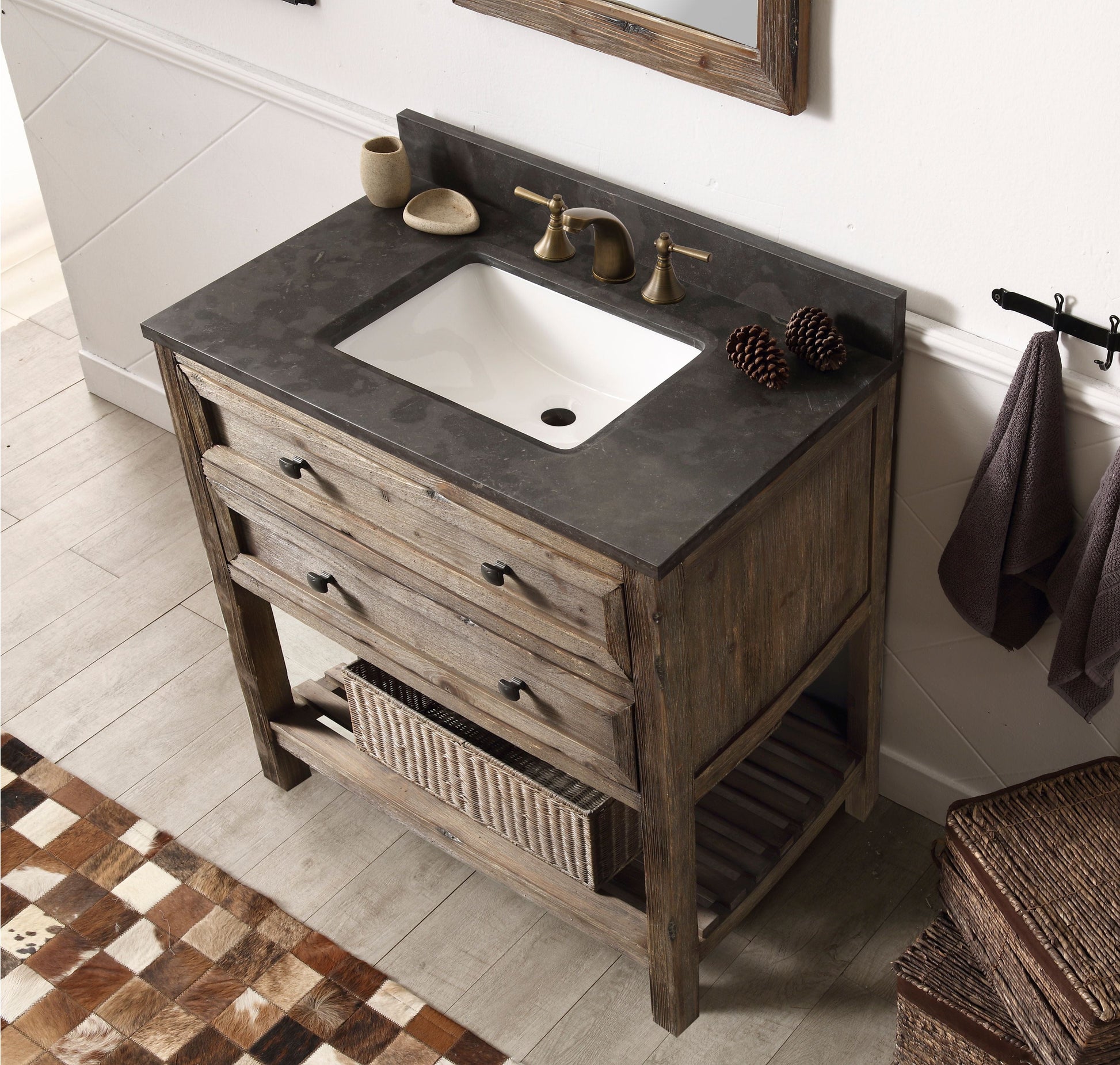 Legion Furniture WH8036-BR Legion Furniture WH8036-BR 36" Wood Sink Vanity Match with Marble WH 5136" Top - No Faucet