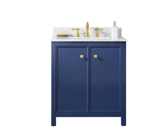 Legion Furniture WLF2130-B Legion Furniture WLF2130-B 30" Blue Finish Sink Vanity Cabinet with Carrara White Top