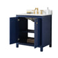 Legion Furniture WLF2130-B Legion Furniture WLF2130-B 30" Blue Finish Sink Vanity Cabinet with Carrara White Top