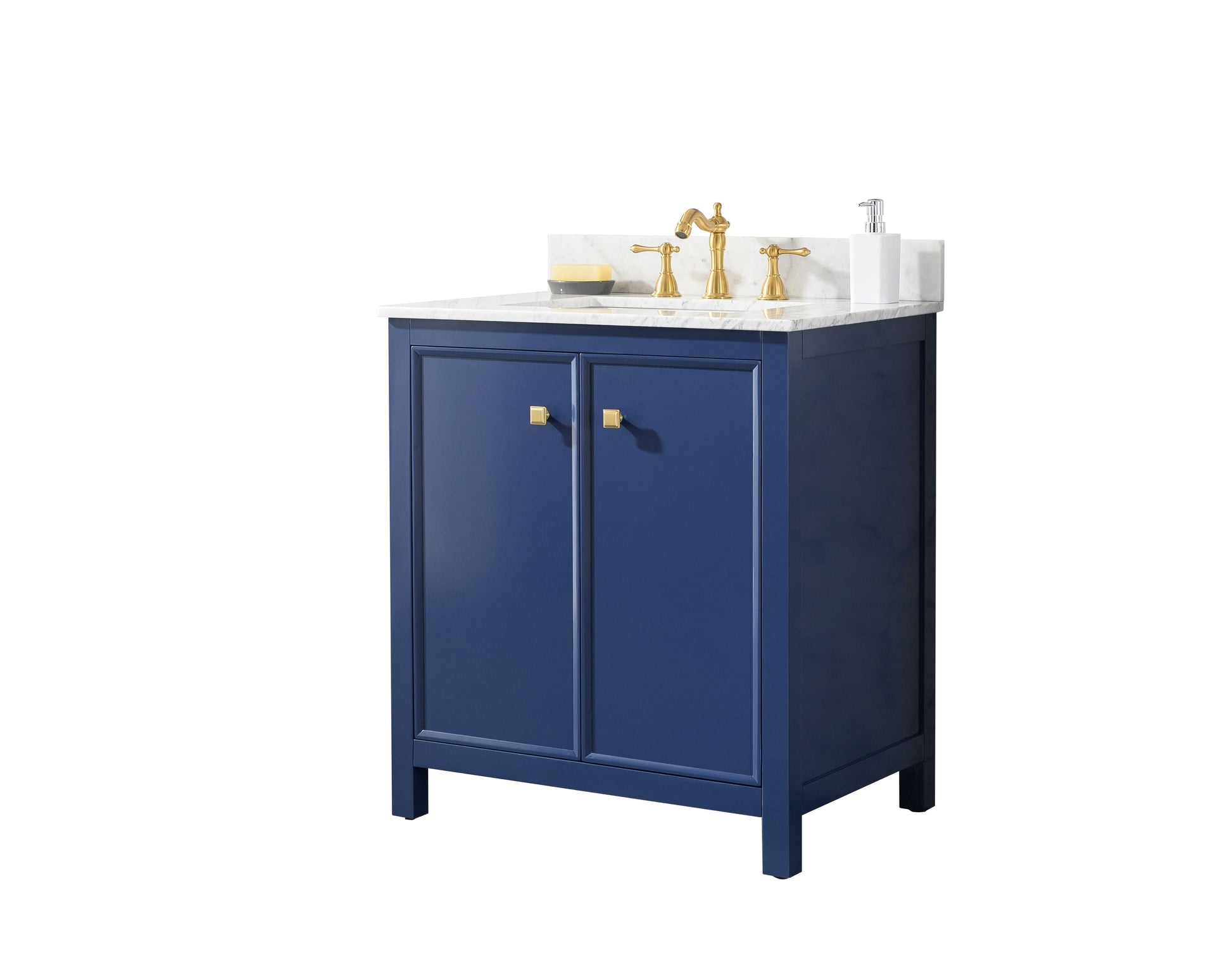 Legion Furniture WLF2130-B Legion Furniture WLF2130-B 30" Blue Finish Sink Vanity Cabinet with Carrara White Top