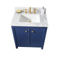 Legion Furniture WLF2130-B Legion Furniture WLF2130-B 30" Blue Finish Sink Vanity Cabinet with Carrara White Top