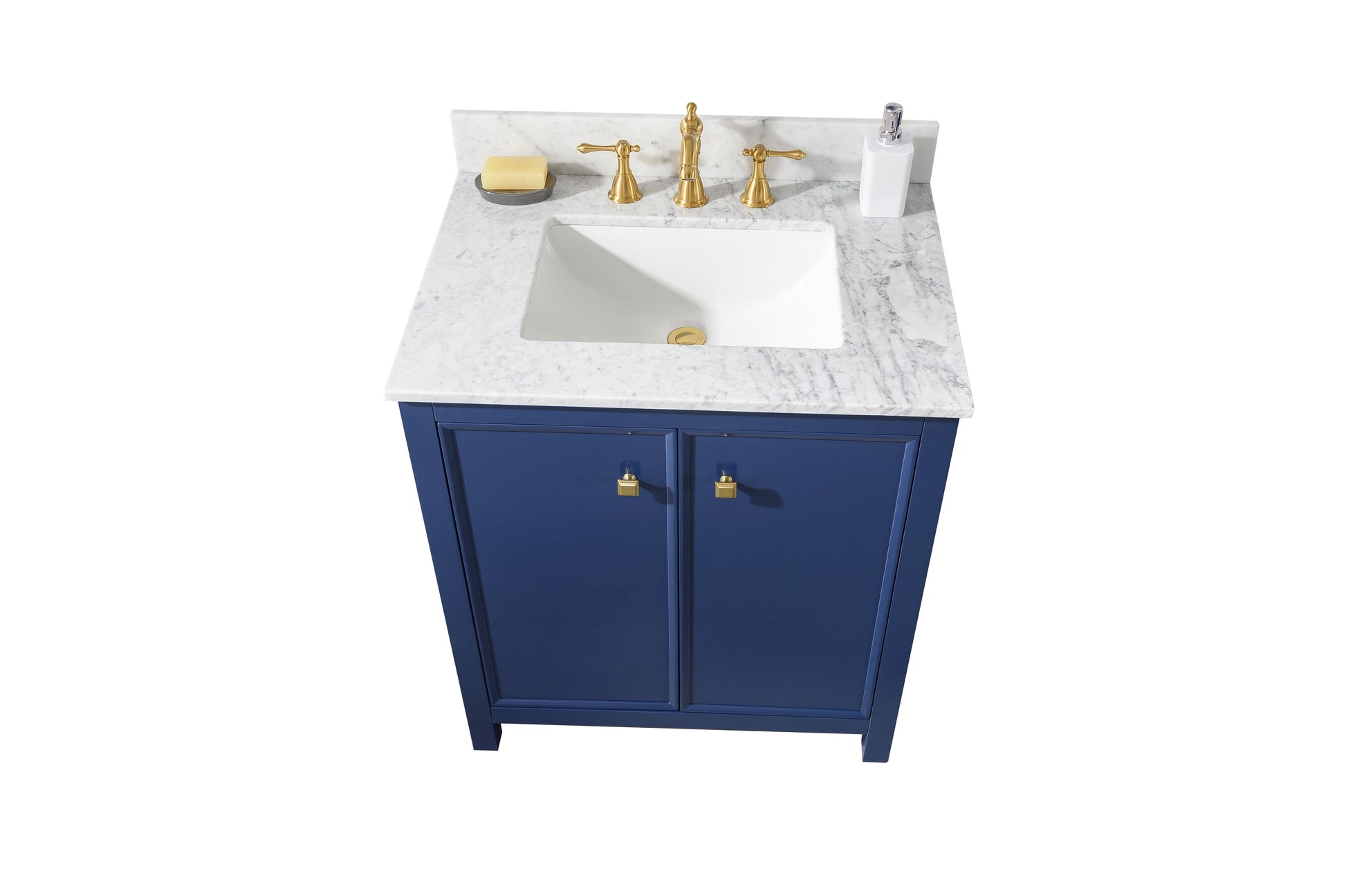 Legion Furniture WLF2130-B Legion Furniture WLF2130-B 30" Blue Finish Sink Vanity Cabinet with Carrara White Top