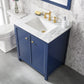 Legion Furniture WLF2130-B Legion Furniture WLF2130-B 30" Blue Finish Sink Vanity Cabinet with Carrara White Top