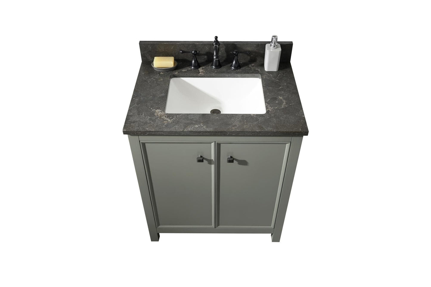 Legion Furniture WLF2130-PG Legion Furniture WLF2130-PG 30" Pewter Green Finish Sink Vanity Cabinet with Blue Limestone Top