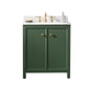 Legion Furniture WLF2130-VG Legion Furniture WLF2130-VG 30" Vogue Green Finish Sink Vanity Cabinet with Carrara White Top