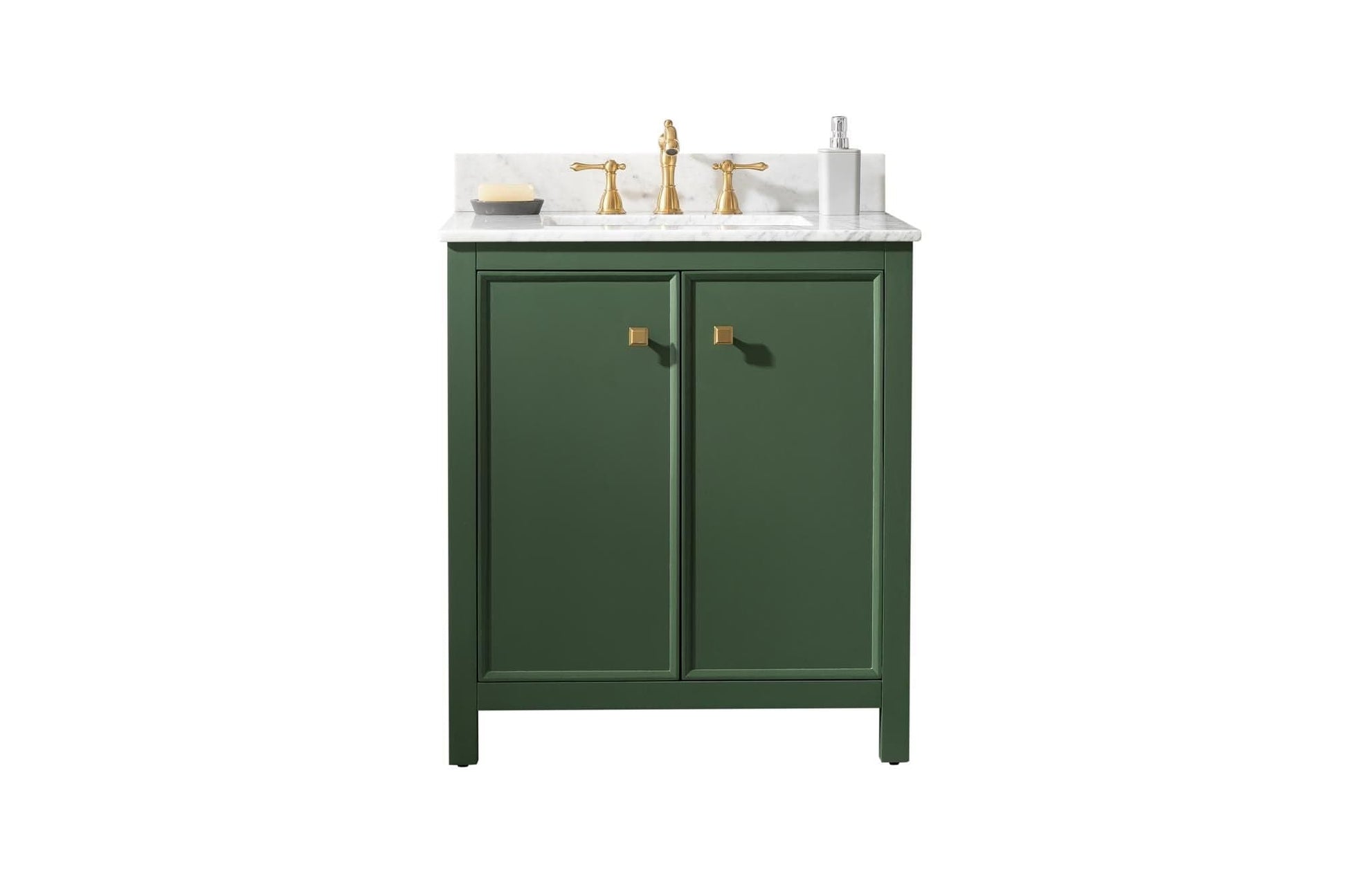 Legion Furniture WLF2130-VG Legion Furniture WLF2130-VG 30" Vogue Green Finish Sink Vanity Cabinet with Carrara White Top