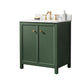 Legion Furniture WLF2130-VG Legion Furniture WLF2130-VG 30" Vogue Green Finish Sink Vanity Cabinet with Carrara White Top