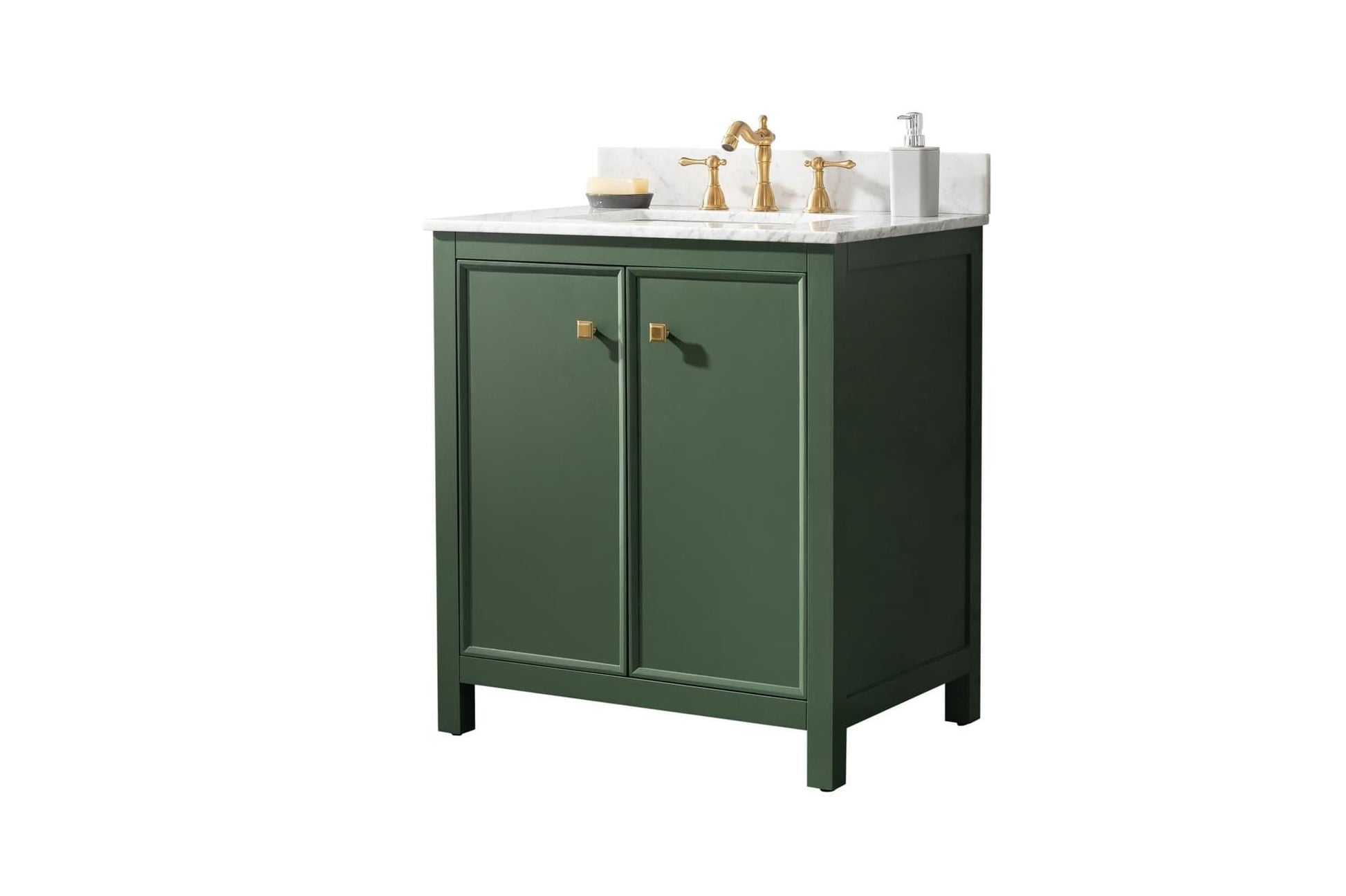 Legion Furniture WLF2130-VG Legion Furniture WLF2130-VG 30" Vogue Green Finish Sink Vanity Cabinet with Carrara White Top