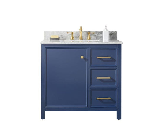 Legion Furniture WLF2136-B Legion Furniture WLF2136-B 36" Blue Finish Sink Vanity Cabinet with Carrara White Top