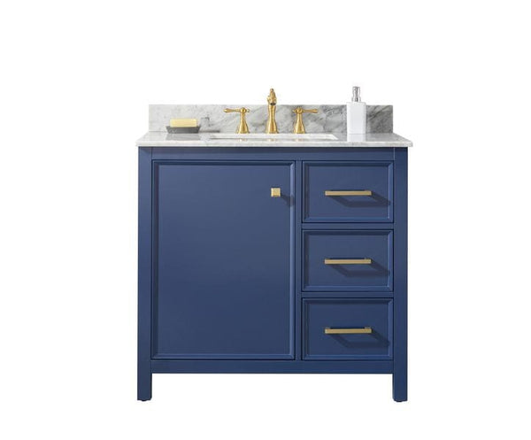 Legion Furniture WLF2136-B Legion Furniture WLF2136-B 36 Blue Finish Sink Vanity Cabinet with Carrara White Top