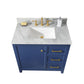 Legion Furniture WLF2136-B Legion Furniture WLF2136-B 36" Blue Finish Sink Vanity Cabinet with Carrara White Top