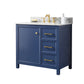 Legion Furniture WLF2136-B Legion Furniture WLF2136-B 36" Blue Finish Sink Vanity Cabinet with Carrara White Top