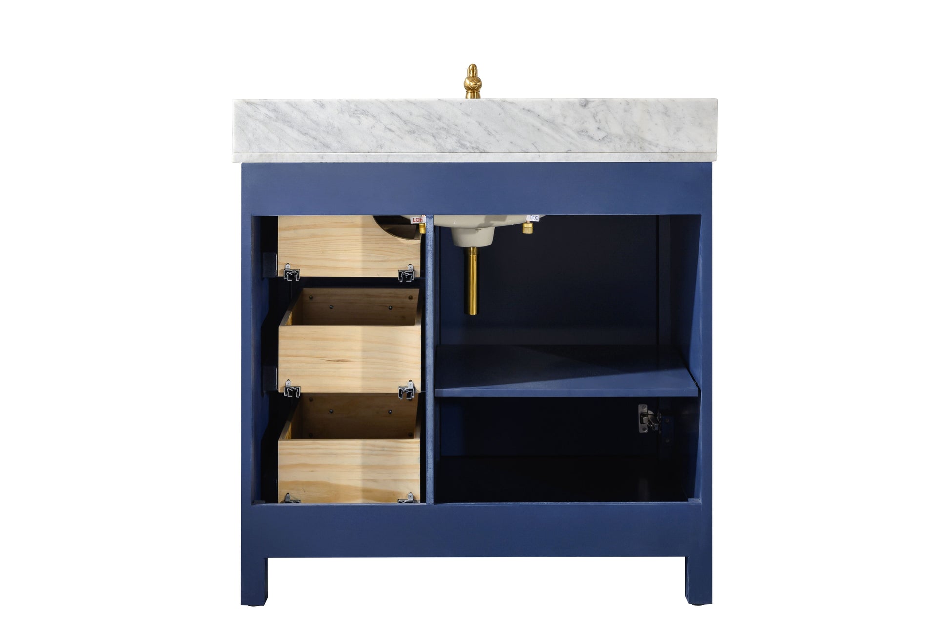 Legion Furniture WLF2136-B Legion Furniture WLF2136-B 36" Blue Finish Sink Vanity Cabinet with Carrara White Top