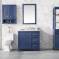 Legion Furniture WLF2136-B Legion Furniture WLF2136-B 36" Blue Finish Sink Vanity Cabinet with Carrara White Top