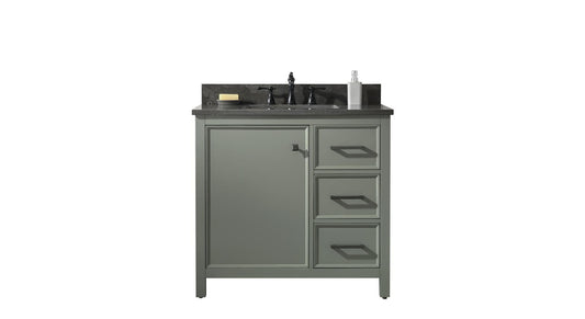 Legion Furniture WLF2136-PG Legion Furniture WLF2136-PG 36" Pewter Green Finish Sink Vanity Cabinet with Blue Limestone Top