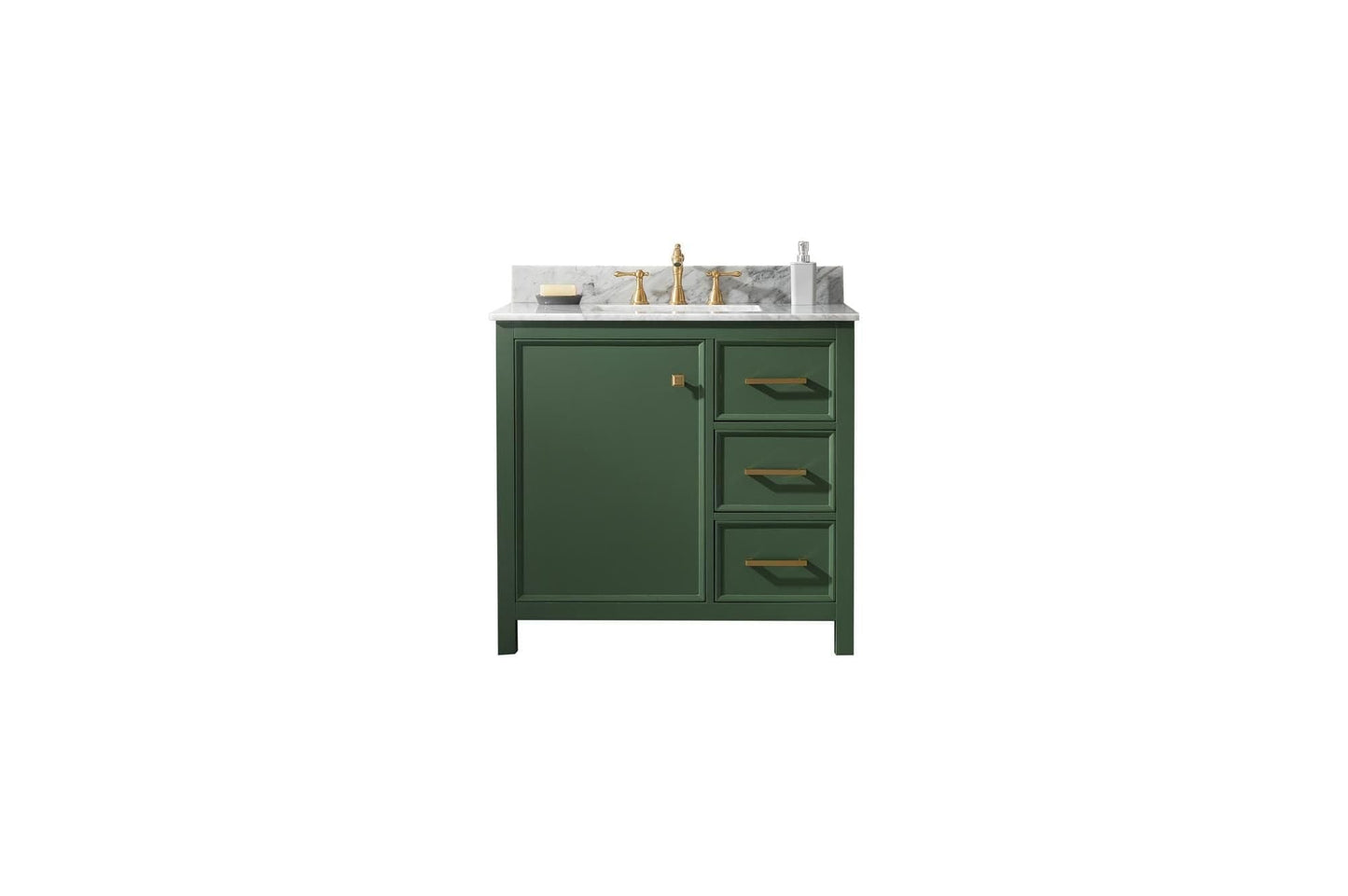 Legion Furniture WLF2136-VG Legion Furniture WLF2136-VG 36" Vogue Green Finish Sink Vanity Cabinet with Carrara White Top