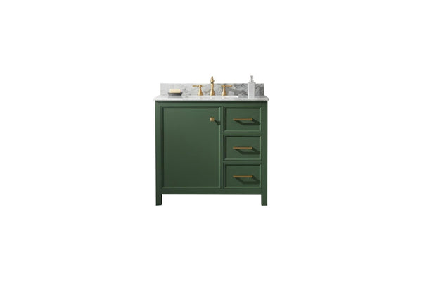 Legion Furniture WLF2136-VG Legion Furniture WLF2136-VG 36 Vogue Green Finish Sink Vanity Cabinet with Carrara White Top