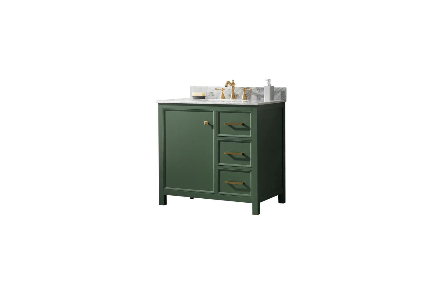 Legion Furniture WLF2136-VG Legion Furniture WLF2136-VG 36" Vogue Green Finish Sink Vanity Cabinet with Carrara White Top