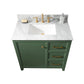 Legion Furniture WLF2136-VG Legion Furniture WLF2136-VG 36" Vogue Green Finish Sink Vanity Cabinet with Carrara White Top