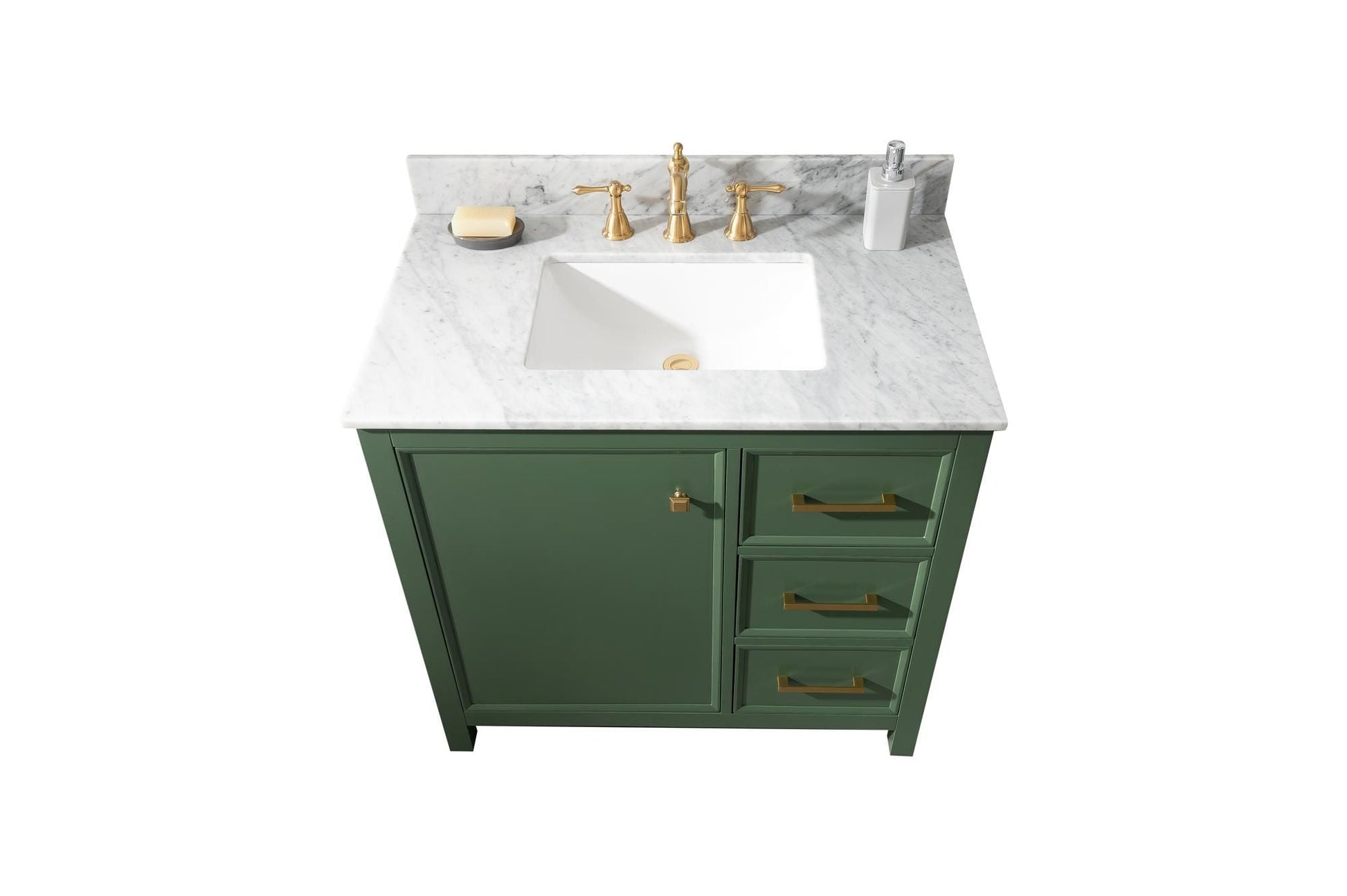 Legion Furniture WLF2136-VG Legion Furniture WLF2136-VG 36" Vogue Green Finish Sink Vanity Cabinet with Carrara White Top