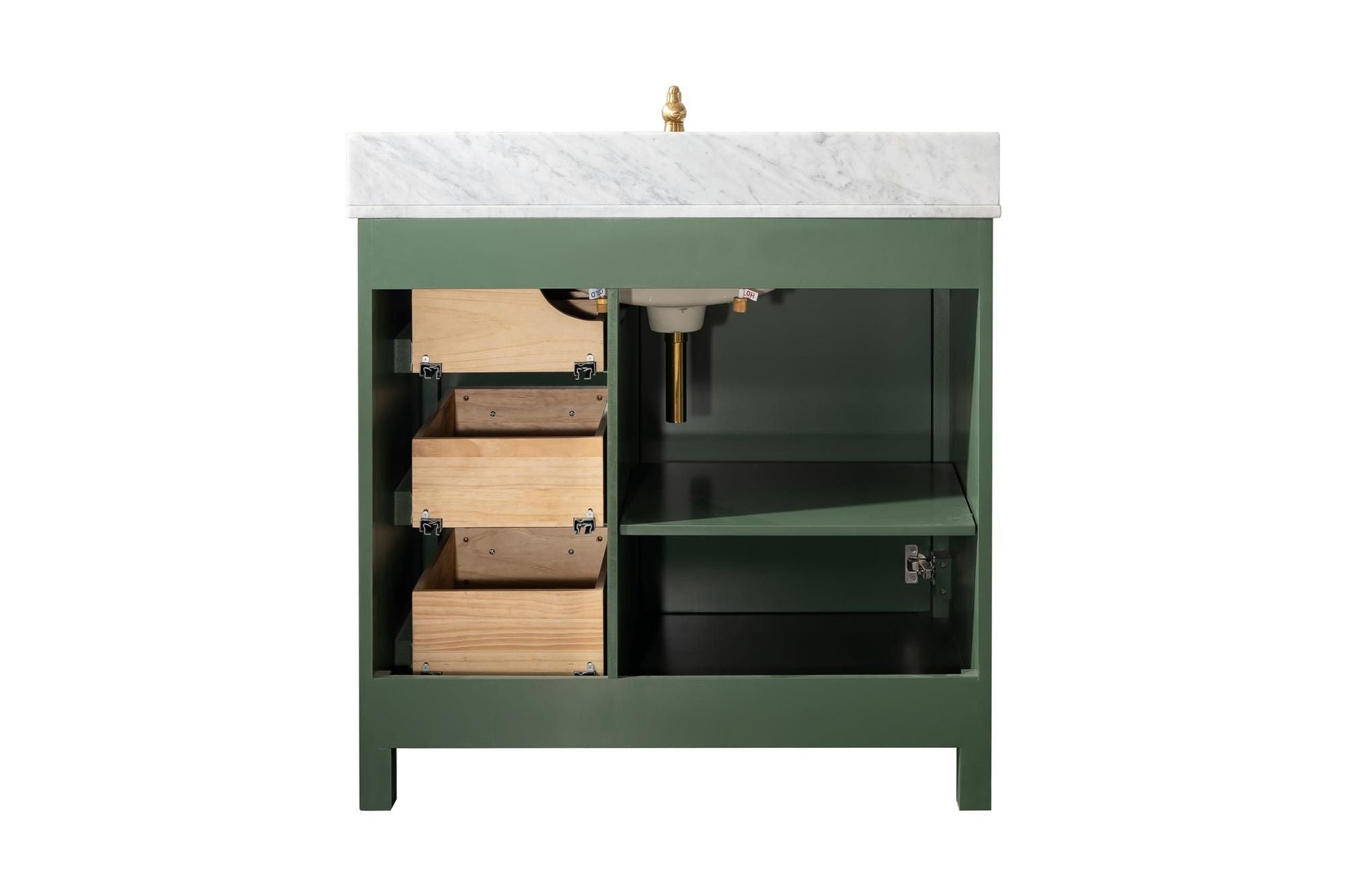 Legion Furniture WLF2136-VG Legion Furniture WLF2136-VG 36" Vogue Green Finish Sink Vanity Cabinet with Carrara White Top