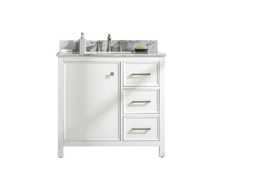 Legion Furniture WLF2136-W Legion Furniture WLF2136-W 36" White Finish Sink Vanity Cabinet with Carrara White Top