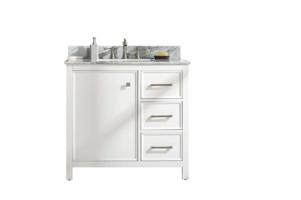 Legion Furniture WLF2136-W Legion Furniture WLF2136-W 36 White Finish Sink Vanity Cabinet with Carrara White Top