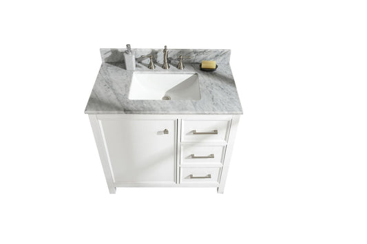 Legion Furniture WLF2136-W Legion Furniture WLF2136-W 36" White Finish Sink Vanity Cabinet with Carrara White Top