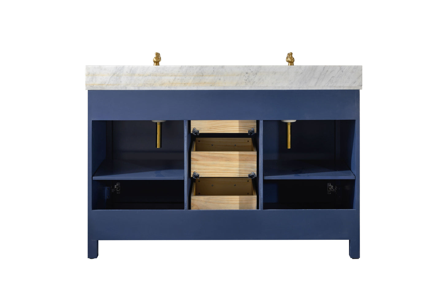 Legion Furniture WLF2154-B Legion Furniture WLF2154-B 54" Blue Finish Double-Sink Vanity Cabinet with Carrara White Top