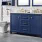 Legion Furniture WLF2154-B Legion Furniture WLF2154-B 54" Blue Finish Double-Sink Vanity Cabinet with Carrara White Top