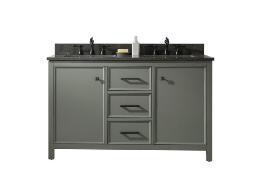 Legion Furniture WLF2154-PG Legion Furniture WLF2154-PG 54" Pewter Green Finish Double-Sink Vanity Cabinet with Blue Limestone Top