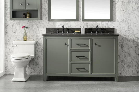 Legion Furniture WLF2154-PG Legion Furniture WLF2154-PG 54" Pewter Green Finish Double-Sink Vanity Cabinet with Blue Limestone Top