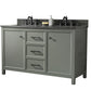 Legion Furniture WLF2154-PG Legion Furniture WLF2154-PG 54" Pewter Green Finish Double-Sink Vanity Cabinet with Blue Limestone Top