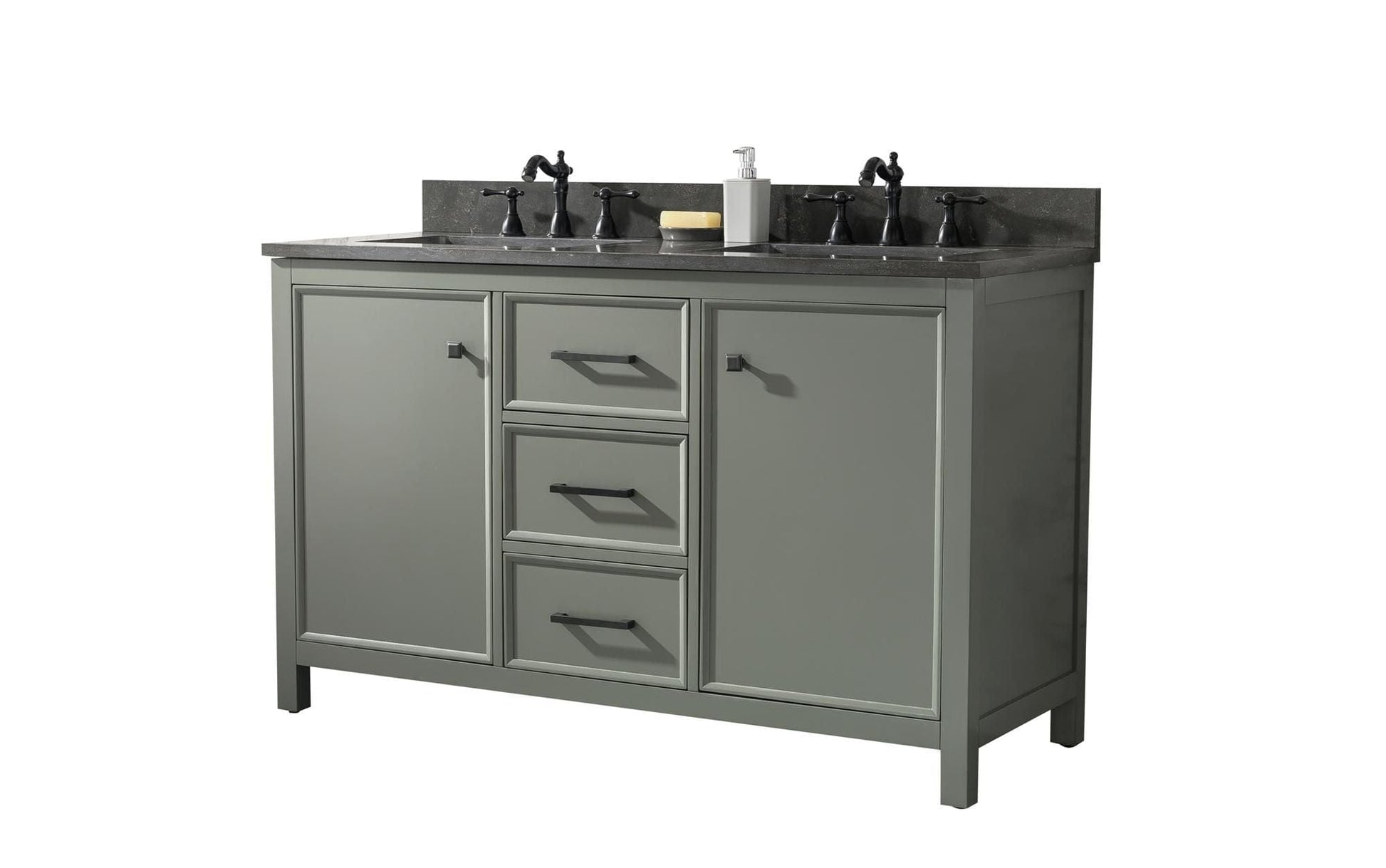 Legion Furniture WLF2154-PG Legion Furniture WLF2154-PG 54" Pewter Green Finish Double-Sink Vanity Cabinet with Blue Limestone Top