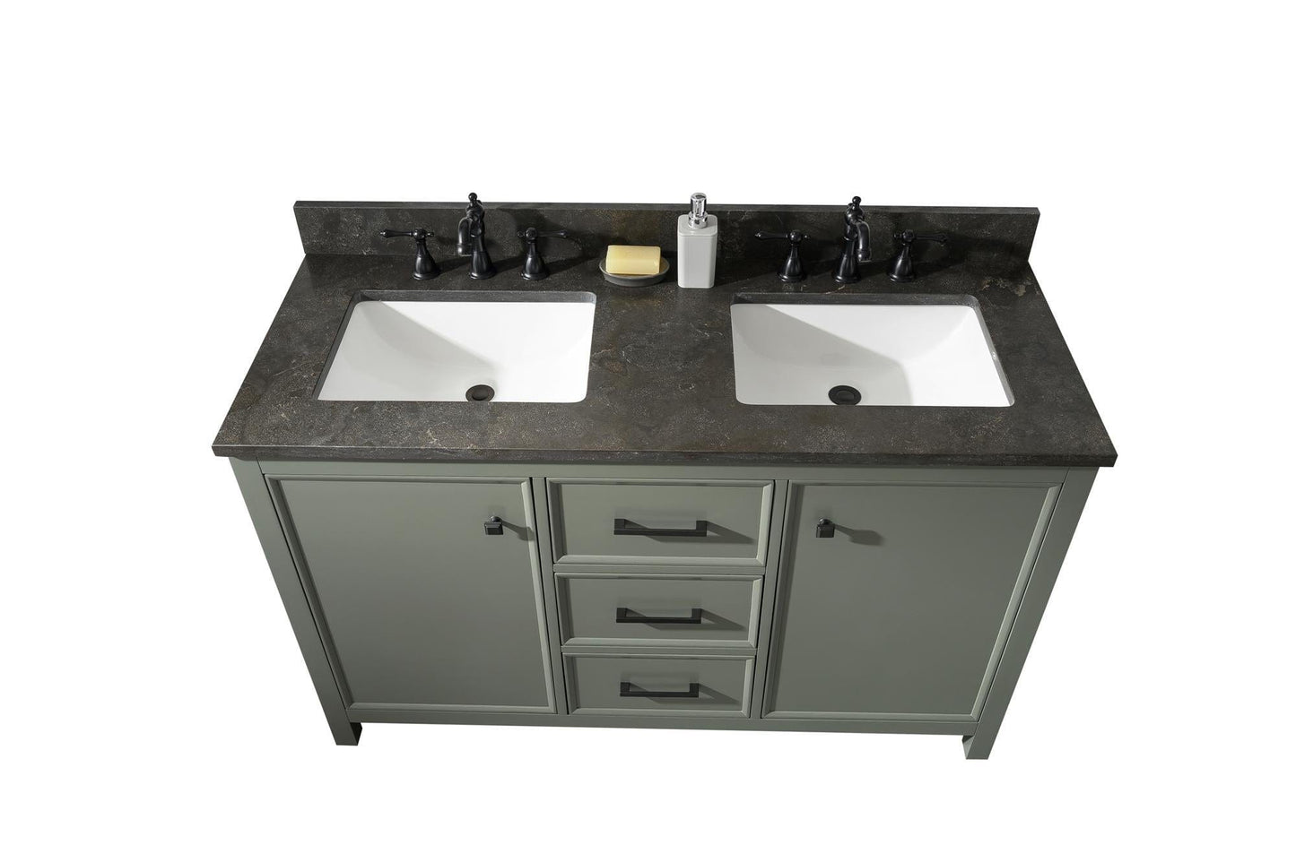 Legion Furniture WLF2154-PG Legion Furniture WLF2154-PG 54" Pewter Green Finish Double-Sink Vanity Cabinet with Blue Limestone Top