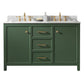 Legion Furniture WLF2154-VG Legion Furniture WLF2154-VG 54" Vogue Green Finish Double-Sink Vanity Cabinet with Carrara White Top