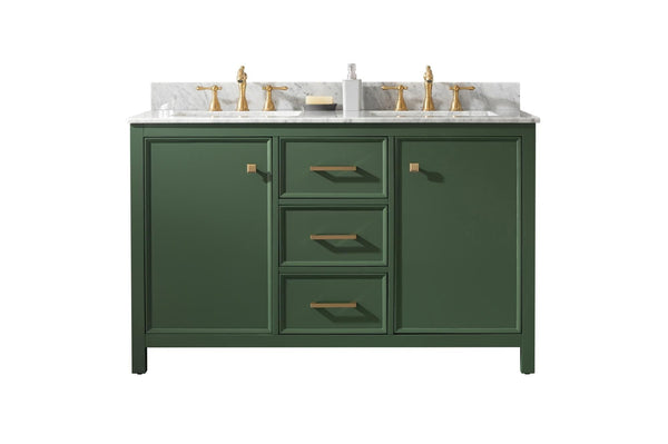 Legion Furniture WLF2154-VG Legion Furniture WLF2154-VG 54 Vogue Green Finish Double-Sink Vanity Cabinet with Carrara White Top