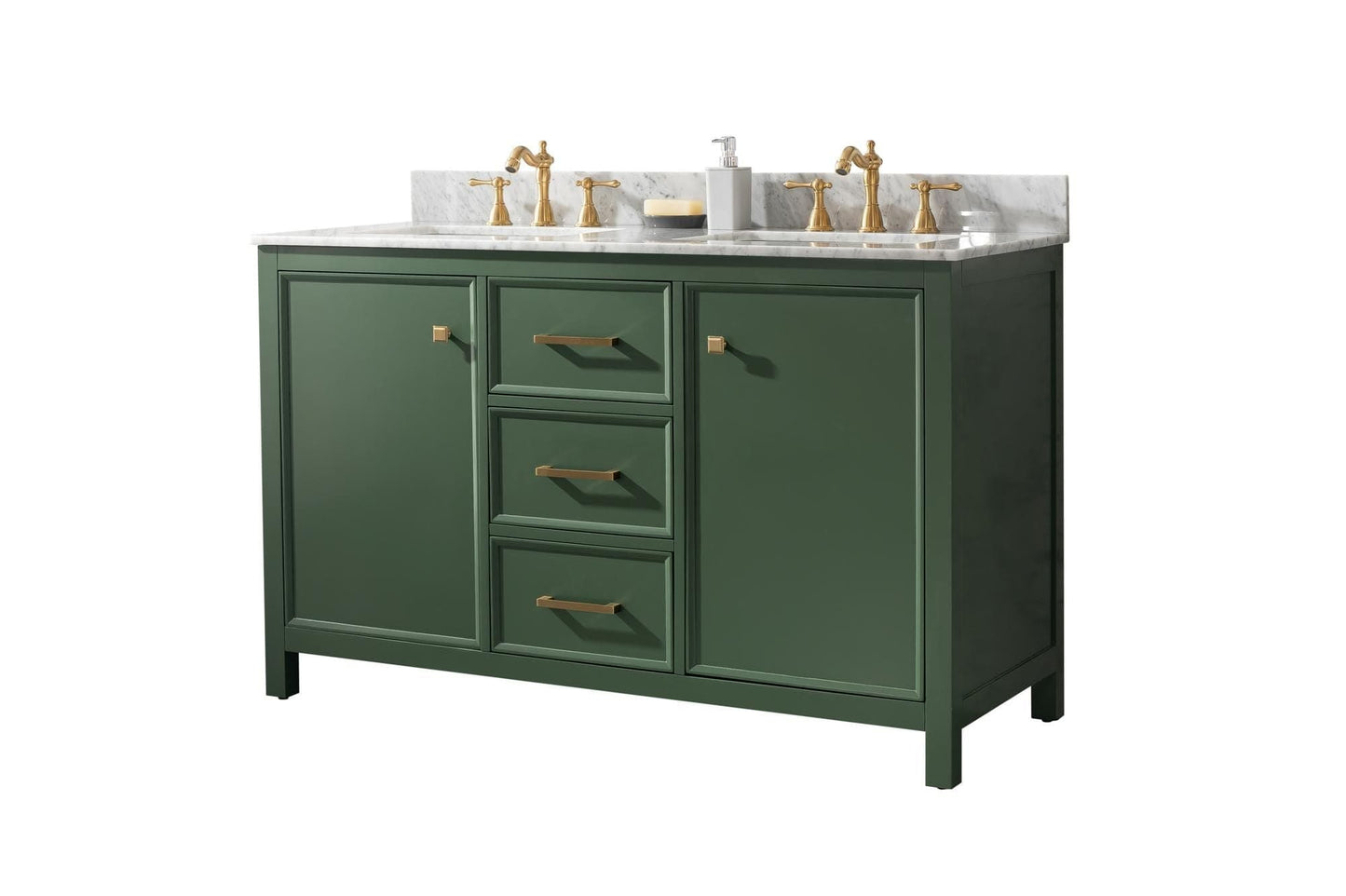 Legion Furniture WLF2154-VG Legion Furniture WLF2154-VG 54" Vogue Green Finish Double-Sink Vanity Cabinet with Carrara White Top