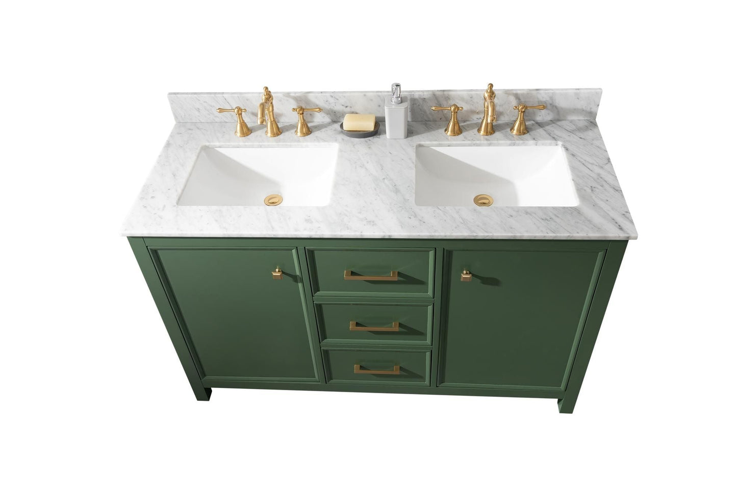 Legion Furniture WLF2154-VG Legion Furniture WLF2154-VG 54" Vogue Green Finish Double-Sink Vanity Cabinet with Carrara White Top