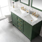 Legion Furniture WLF2154-VG Legion Furniture WLF2154-VG 54" Vogue Green Finish Double-Sink Vanity Cabinet with Carrara White Top