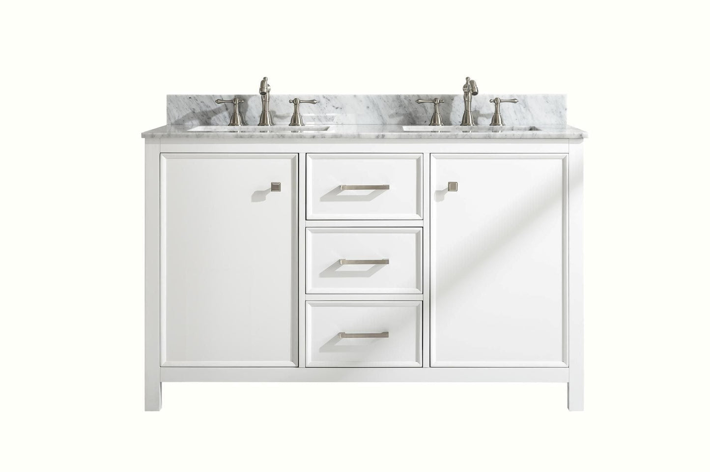 Legion Furniture WLF2154-W Legion Furniture WLF2154-W 54" White Finish Double-Sink Vanity Cabinet with Carrara White Top