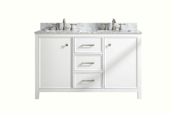 Legion Furniture WLF2154-W Legion Furniture WLF2154-W 54 White Finish Double-Sink Vanity Cabinet with Carrara White Top