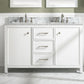 Legion Furniture WLF2154-W Legion Furniture WLF2154-W 54" White Finish Double-Sink Vanity Cabinet with Carrara White Top