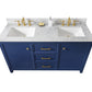 Legion Furniture WLF2160D-B Legion Furniture WLF2160D-B 60" Blue Finish Double-Sink Vanity Cabinet with Carrara White Top