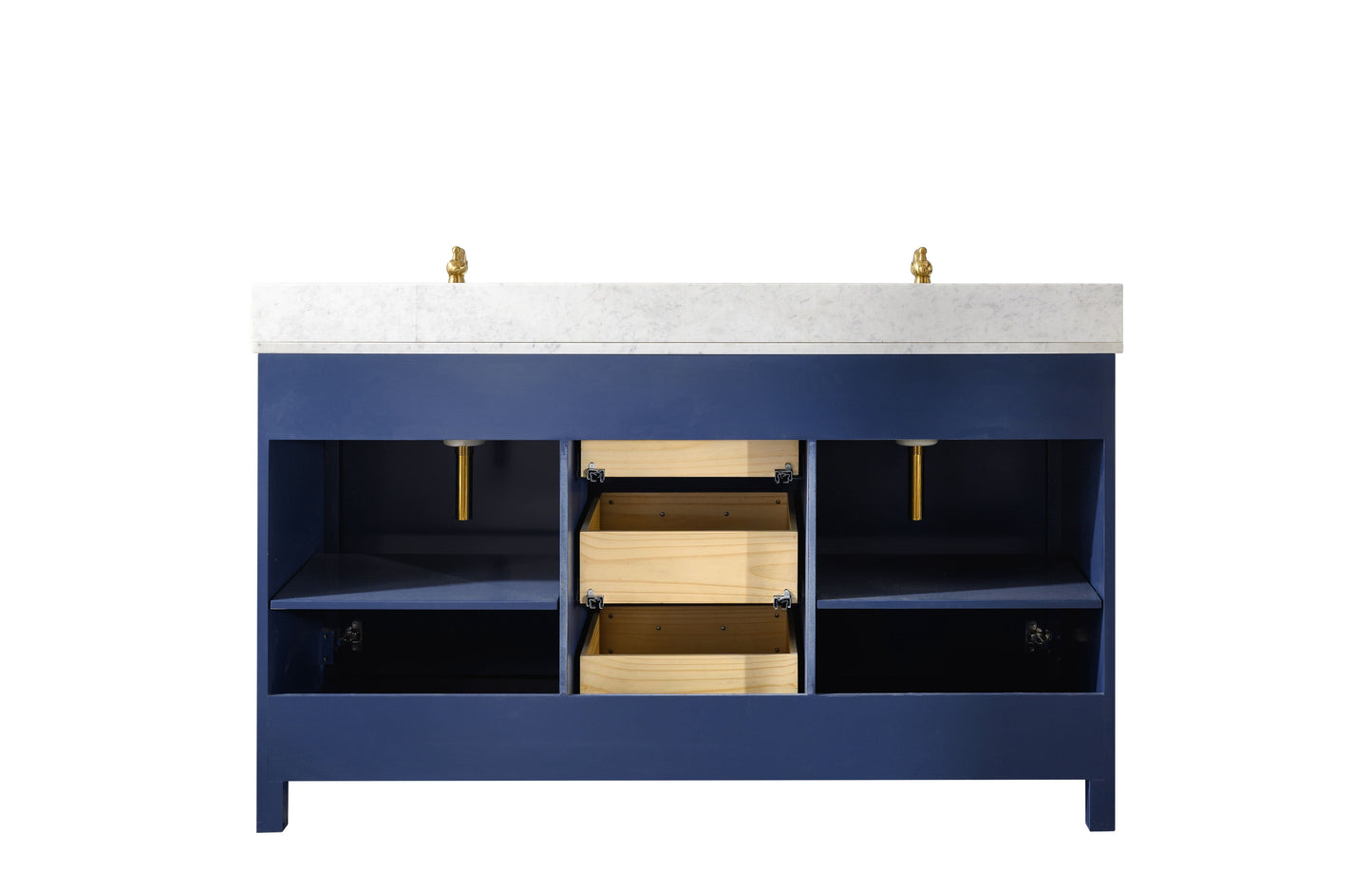 Legion Furniture WLF2160D-B Legion Furniture WLF2160D-B 60" Blue Finish Double-Sink Vanity Cabinet with Carrara White Top