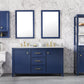 Legion Furniture WLF2160D-B Legion Furniture WLF2160D-B 60" Blue Finish Double-Sink Vanity Cabinet with Carrara White Top