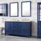 Legion Furniture WLF2160D-B Legion Furniture WLF2160D-B 60" Blue Finish Double-Sink Vanity Cabinet with Carrara White Top