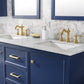 Legion Furniture WLF2160D-B Legion Furniture WLF2160D-B 60" Blue Finish Double-Sink Vanity Cabinet with Carrara White Top