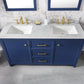 Legion Furniture WLF2160D-B Legion Furniture WLF2160D-B 60" Blue Finish Double-Sink Vanity Cabinet with Carrara White Top